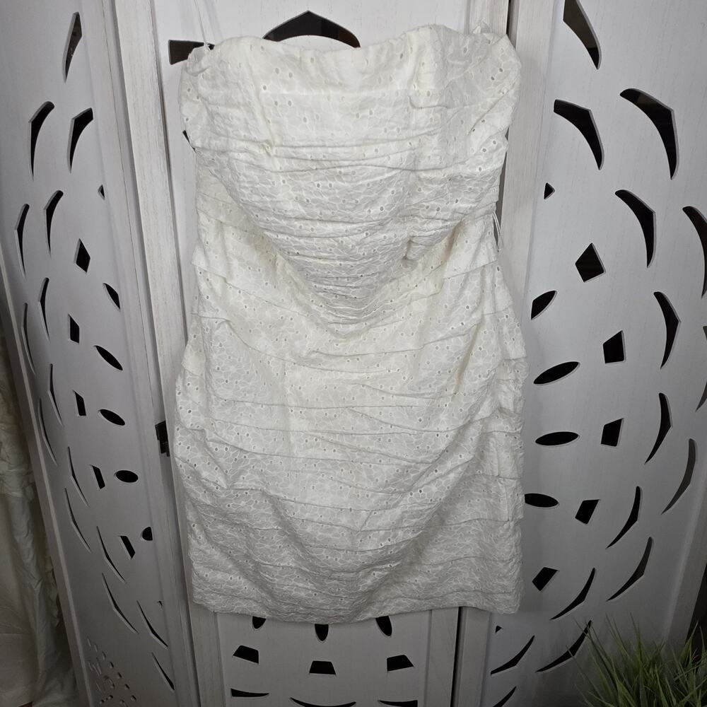 NWT Express Cottage Core Strapless Midi Horizontal Ruffle White Women's SZ 10